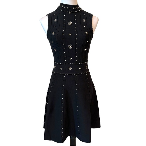 Black Knit Beaded Open Back Dress - Picture 5 of 15